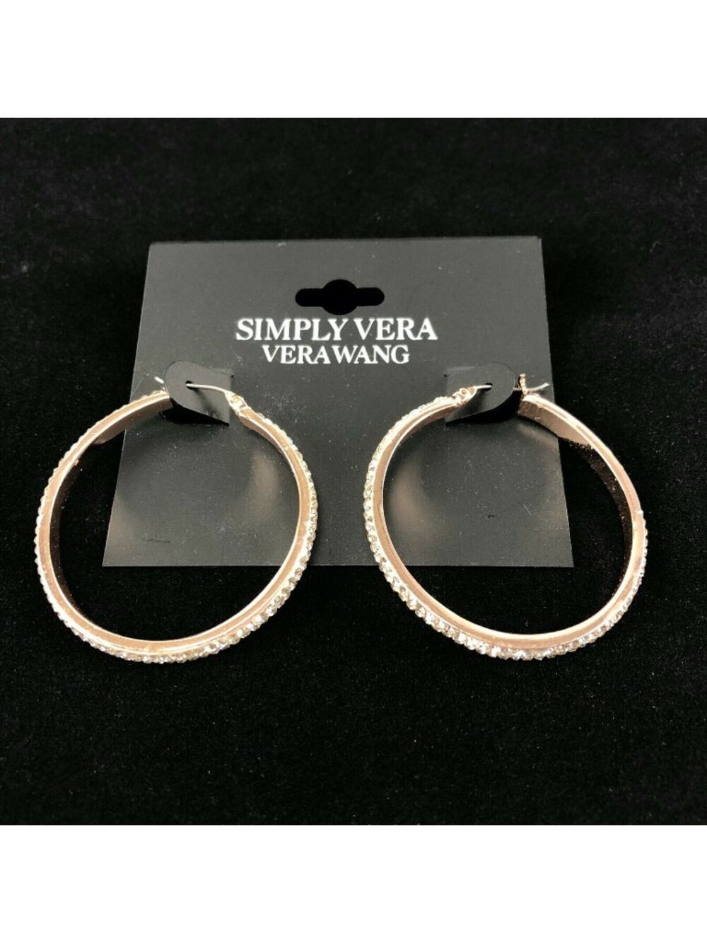 Vera Wang Earrings Copper-tone 1.5" Hoops with Rhinestones